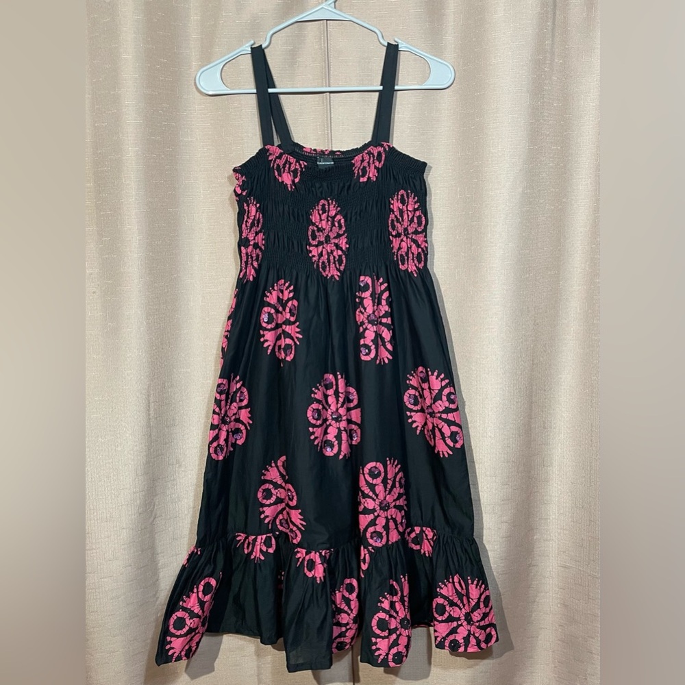 Moda International XL Black and Pink Ruching Bodice Pullover Midi Dress GUC
